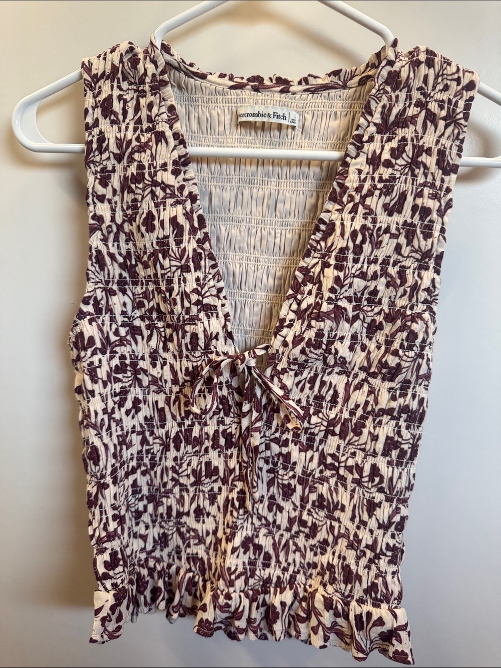 Abercrombie & Fitch Cream Tank with Dark Purple Floral Print
